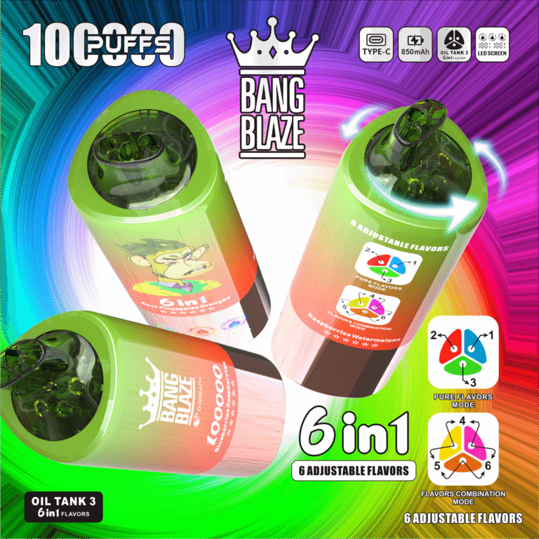 BANG BLAZE 100,000 Puffs DSK055 | Original Factory Wholesale | Type-C Rechargeable | 0%/2%/3%/5% Nicotine | 6-in-1 Flavor System - Image 3