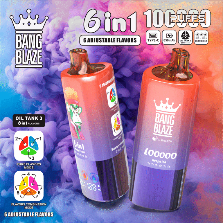 BANG BLAZE 100,000 Puffs DSK055 | Original Factory Wholesale | Type-C Rechargeable | 0%/2%/3%/5% Nicotine | 6-in-1 Flavor System - Image 4