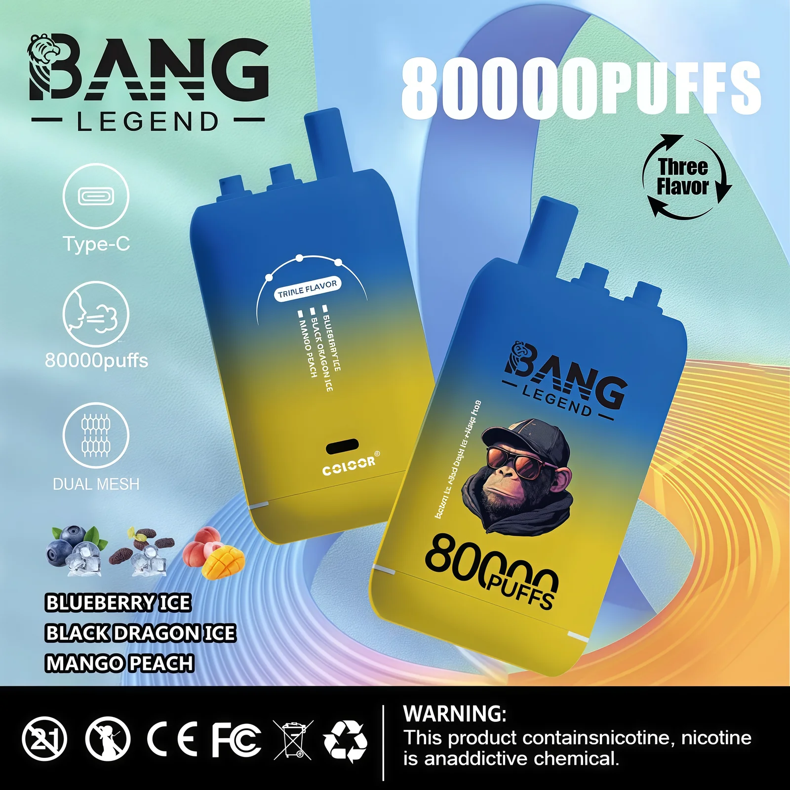 High Quality Bang 80K DSK056 Factory Supply Type C Nicotine 0 2 3 5 Percent