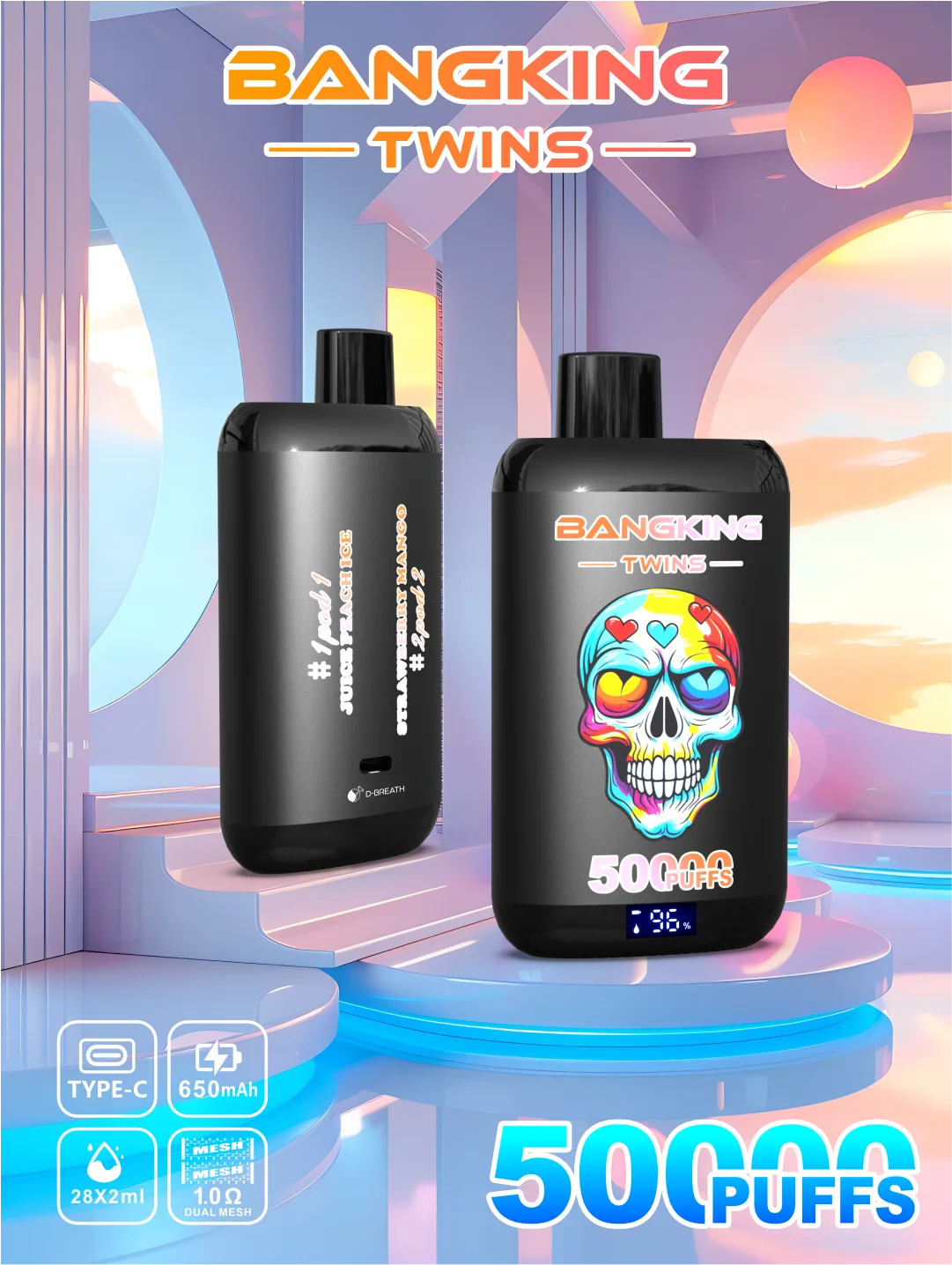 High Quality Bang King Twins 50K DSK054 Wholesale Factory Supply TYPE C Nicotine 0 2 3 5 Percent - Image 5