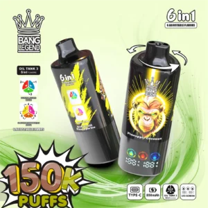 High Quality BANG LEGEND 150K DSK064 Disposable Vape with 850mAh Battery Type-C Recharge and Multiple Nicotine Options 0% 2% 3% 5%