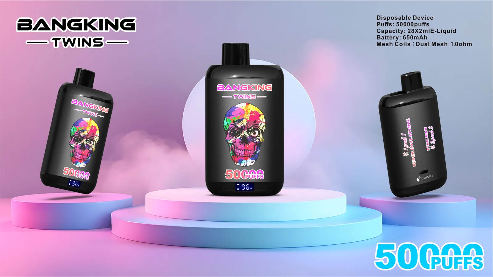 High Quality Bang King Twins 50K DSK054 Wholesale Factory Supply TYPE C Nicotine 0 2 3 5 Percent - Image 12