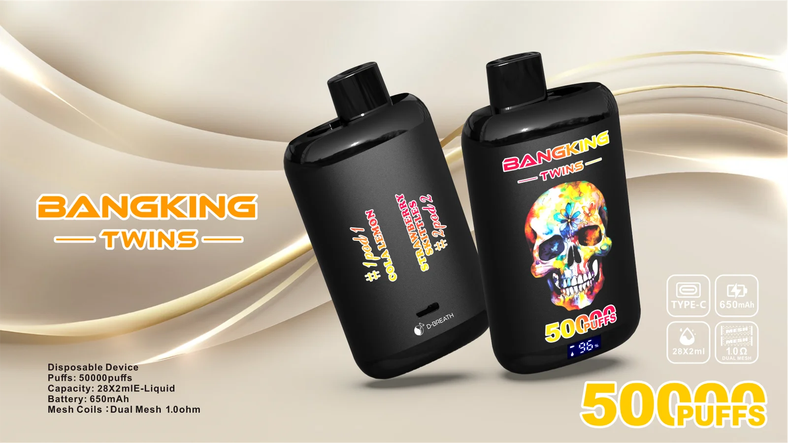 High Quality Bang King Twins 50K DSK054 Wholesale Factory Supply TYPE C Nicotine 0 2 3 5 Percent - Image 11