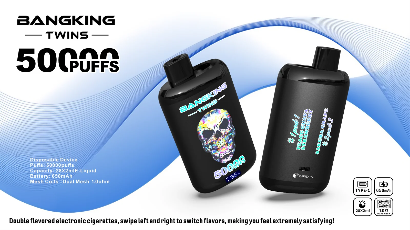 High Quality Bang King Twins 50K DSK054 Wholesale Factory Supply TYPE C Nicotine 0 2 3 5 Percent - Image 9