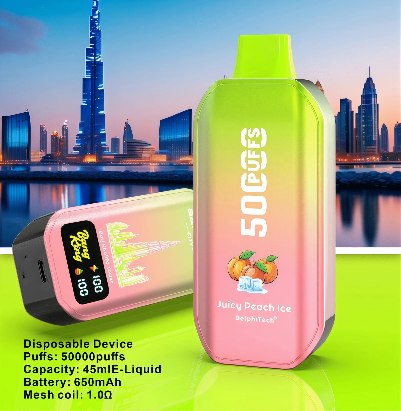Bang King 50000 Puffs CITY BK5 CT Rechargeable Vape 650mAh Battery 36ml E-liquid 1.09ohm Mesh Coil Type-C Charging 12 Flavors Nicotine Options 0% 2% 3% 5% Disposable Vape