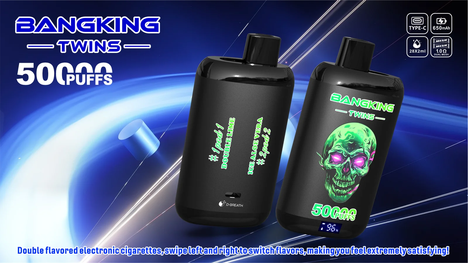 High Quality Bang King Twins 50K DSK054 Wholesale Factory Supply TYPE C Nicotine 0 2 3 5 Percent - Image 8