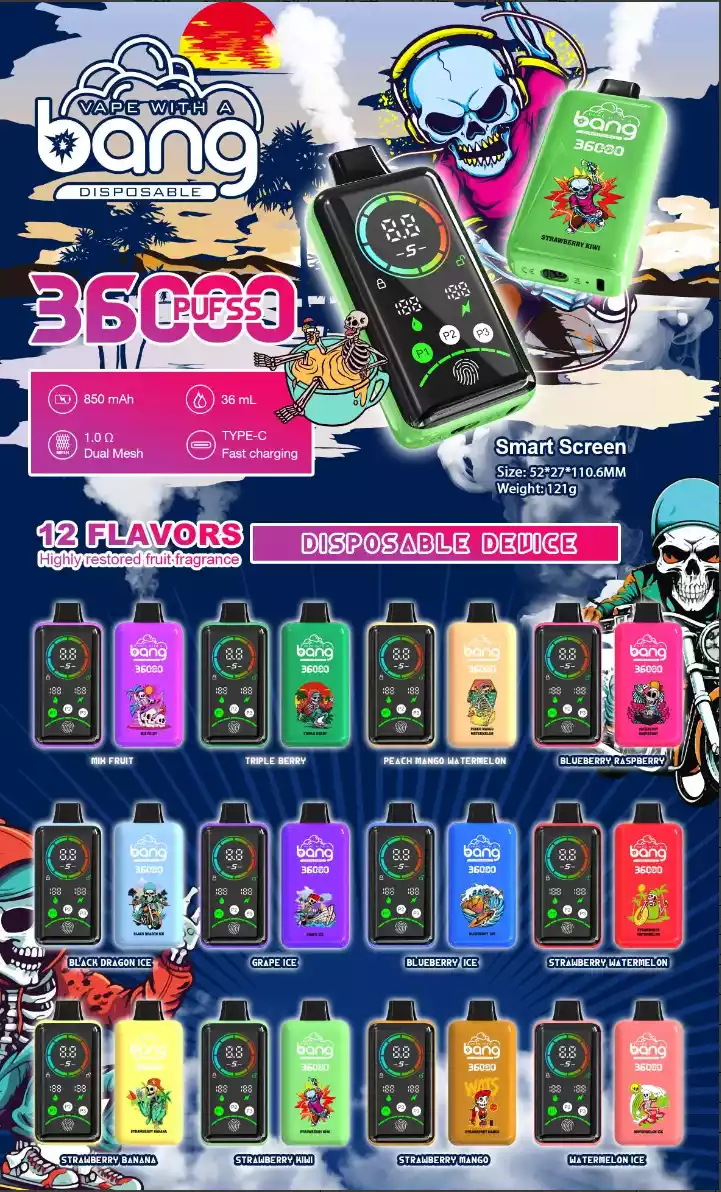 Bang 36000 Puffs Wholesale Disposable Vape 0% 2% 3% 5% Low Nicotine Smart Full Screen Fingerprint Pressure Regulation 36K Big Puffs 2025 Hotting - Image 3