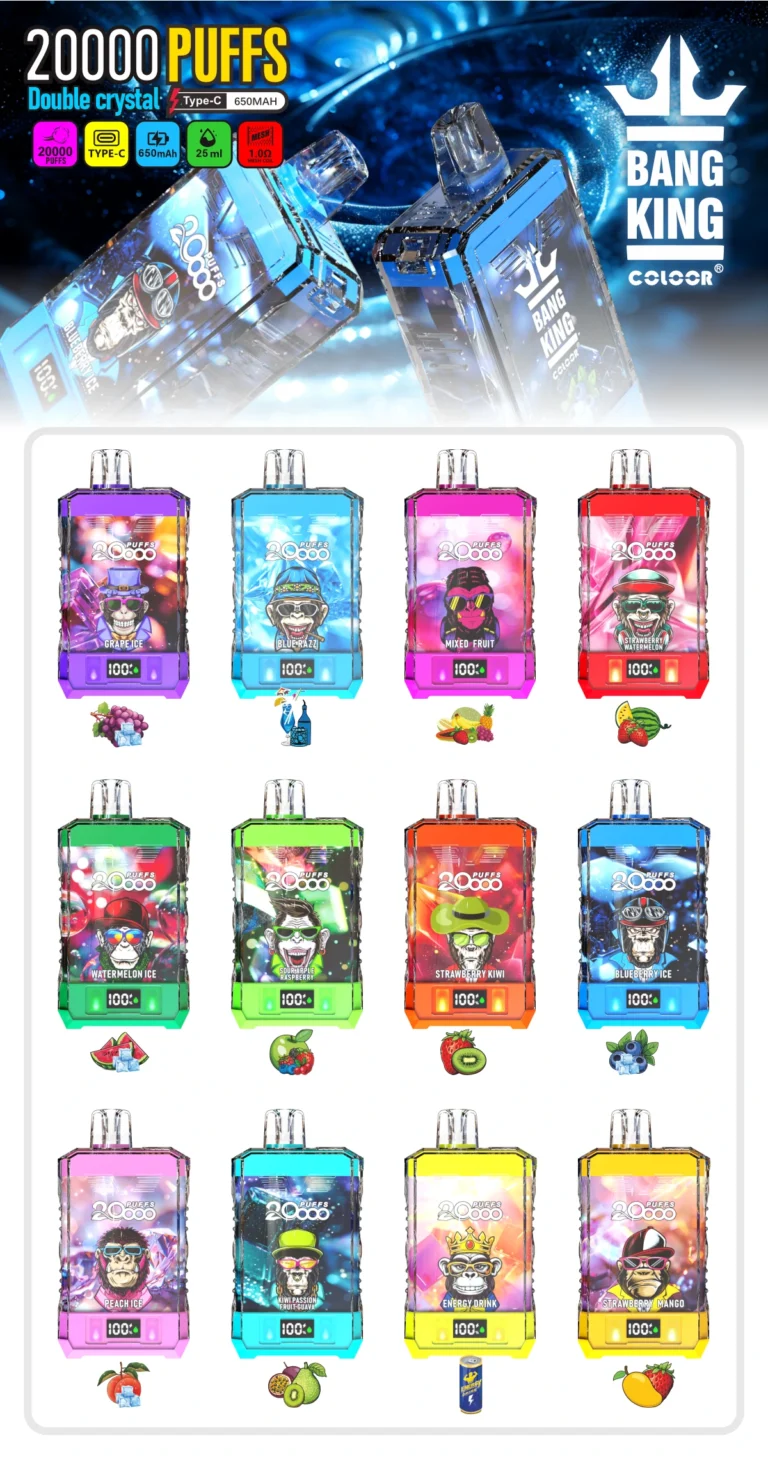 Bang King 20K Crystal Disposable Vape 650mAh Type-C Charging 25ml Prefilled Pod With Battery Indiator 12 Flavors Bulk Buy Disposable Vape Wholesale - Image 9