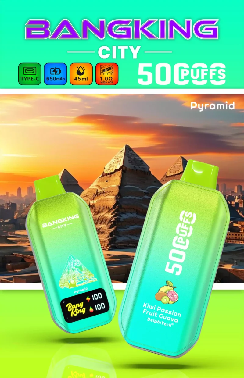 Bang King 50000 Puffs CITY BK5 CT Rechargeable Vape 650mAh Battery 36ml E-liquid 1.09ohm Mesh Coil Type-C Charging 12 Flavors Nicotine Options 0% 2% 3% 5% Disposable Vape - Image 4