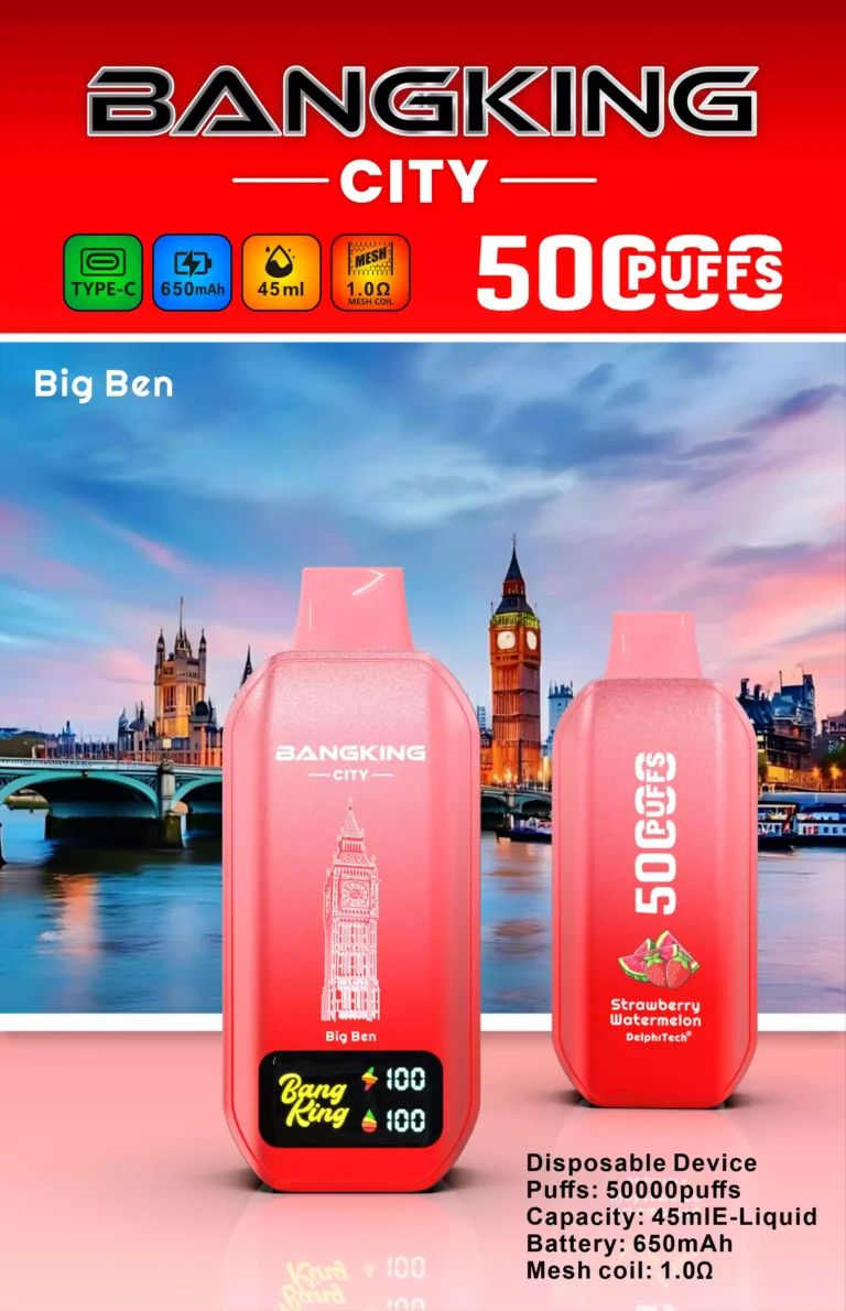 Bang King 50000 Puffs CITY BK5 CT Rechargeable Vape 650mAh Battery 36ml E-liquid 1.09ohm Mesh Coil Type-C Charging 12 Flavors Nicotine Options 0% 2% 3% 5% Disposable Vape - Image 10