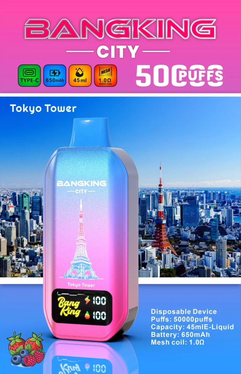Bang King 50000 Puffs CITY BK5 CT Rechargeable Vape 650mAh Battery 36ml E-liquid 1.09ohm Mesh Coil Type-C Charging 12 Flavors Nicotine Options 0% 2% 3% 5% Disposable Vape - Image 7