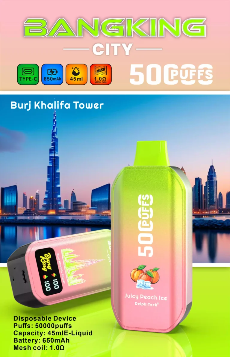Bang King 50000 Puffs CITY BK5 CT Rechargeable Vape 650mAh Battery 36ml E-liquid 1.09ohm Mesh Coil Type-C Charging 12 Flavors Nicotine Options 0% 2% 3% 5% Disposable Vape - Image 6