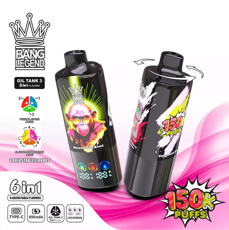 High Quality BANG LEGEND 150K DSK064 Disposable Vape with 850mAh Battery Type-C Recharge and Multiple Nicotine Options 0% 2% 3% 5% - Image 3