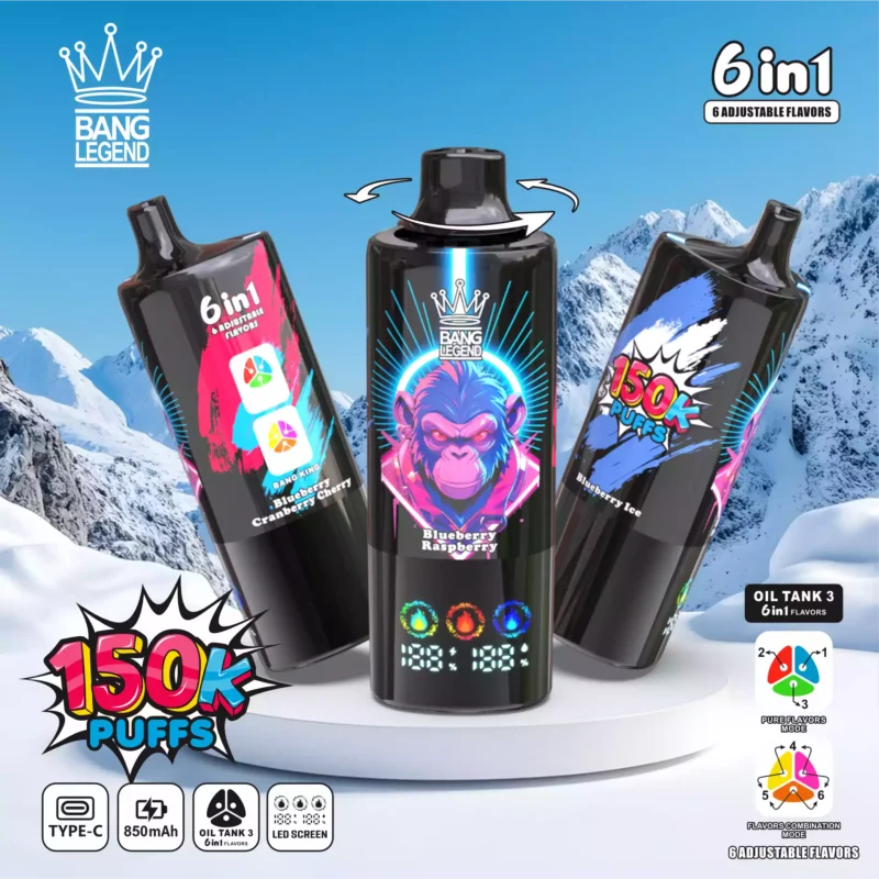 High Quality BANG LEGEND 150K DSK064 Disposable Vape with 850mAh Battery Type-C Recharge and Multiple Nicotine Options 0% 2% 3% 5% - Image 9