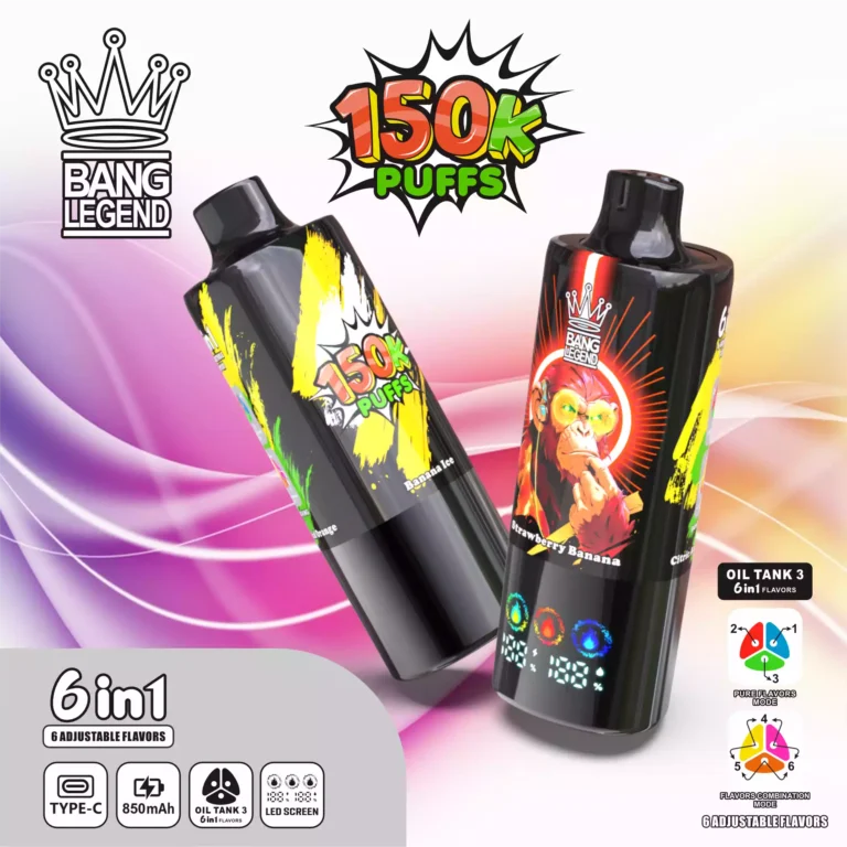 High Quality BANG LEGEND 150K DSK064 Disposable Vape with 850mAh Battery Type-C Recharge and Multiple Nicotine Options 0% 2% 3% 5% - Image 8