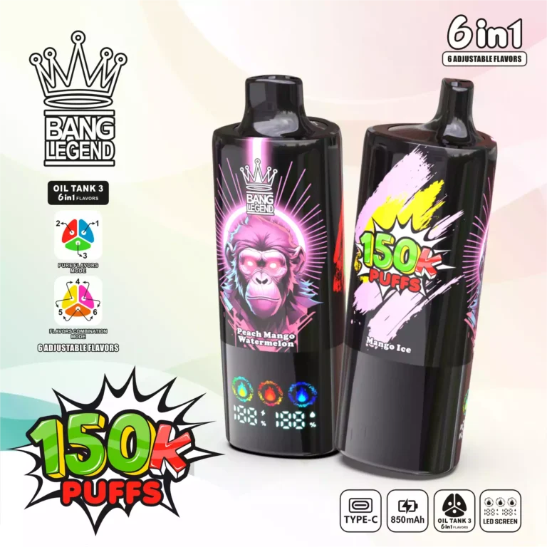 High Quality BANG LEGEND 150K DSK064 Disposable Vape with 850mAh Battery Type-C Recharge and Multiple Nicotine Options 0% 2% 3% 5% - Image 6