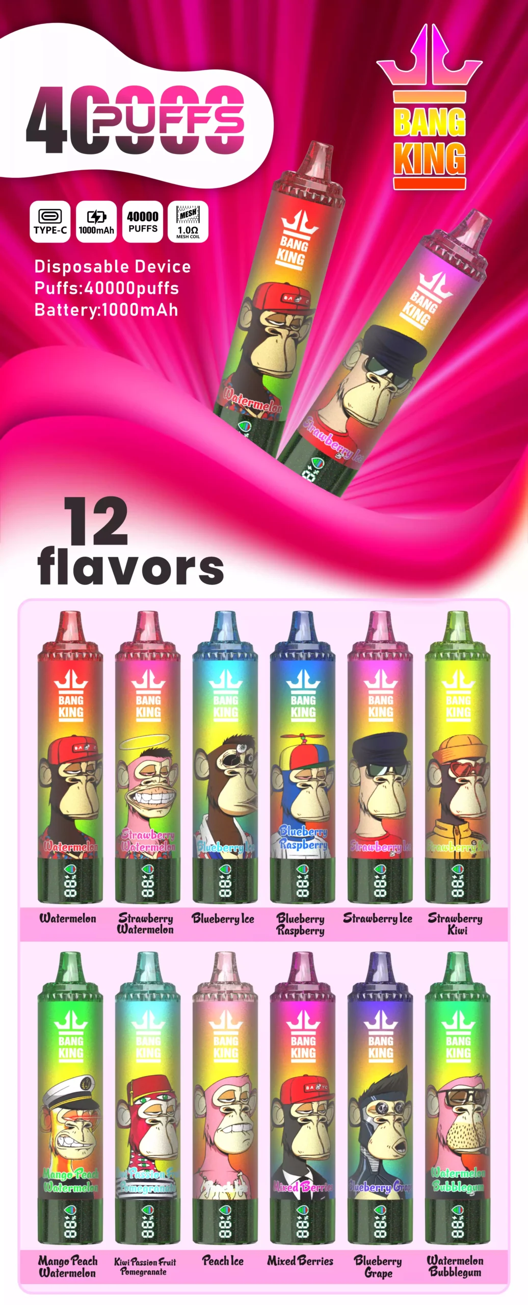 High Quality Bang 40000 DSK059 Wholesale Factory Supply TYPE C Nicotine 0 2 3 5 Percent - Image 2
