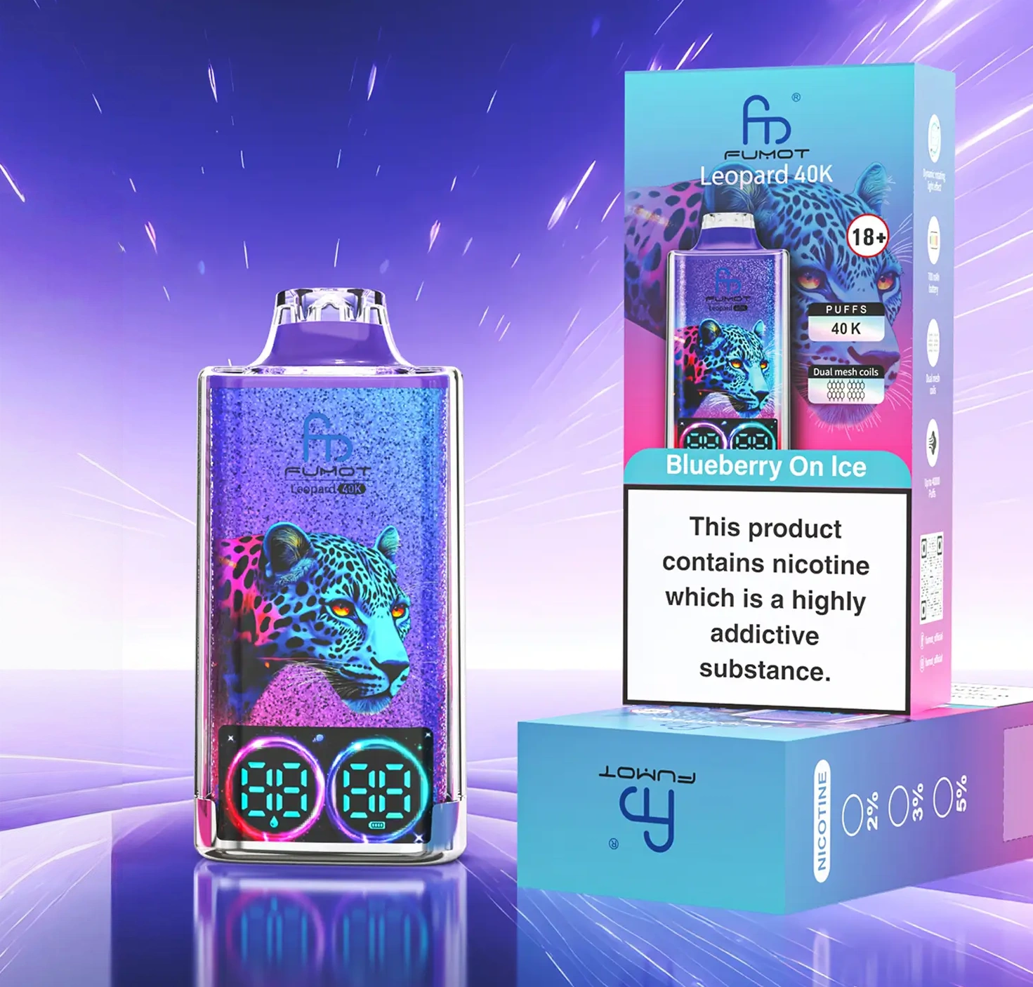 High Quality ELF BOX Fumot leopard 40k Dual Mesh Device With Type C Charging And Oil Power Display 2 Percent Nicotine