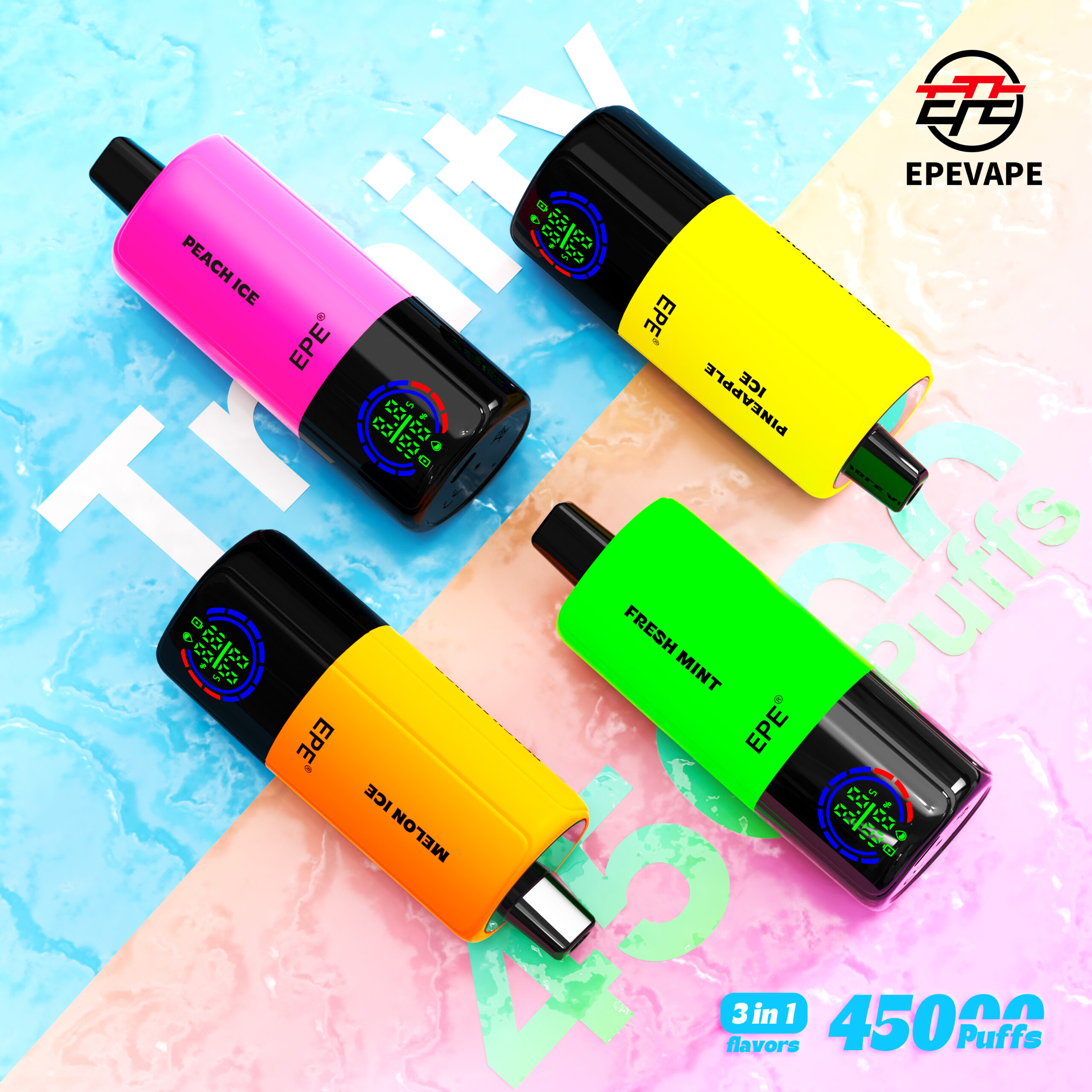 EPE Trinity 45000 Puffs 3 in 1 Disposable Vape , Triple Flavors, Real-time E-liquid & Battery Suction Seconds Digital Display - Image 6