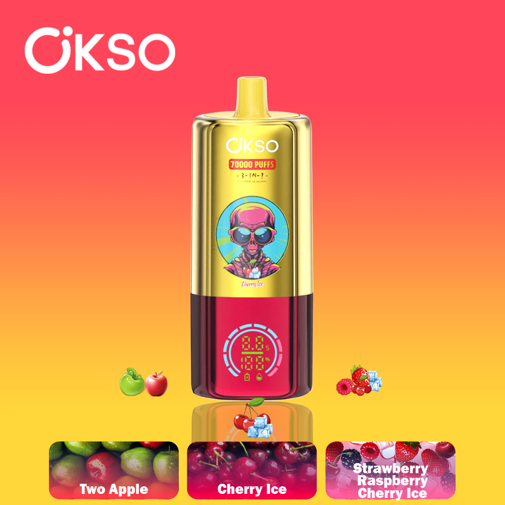 OKSO 3 in 1 70000 Puffs , Alien Styling, Triple Mesh Coils, 650mAh Rechargeable Battery, 0%/2%/3%/5% Nicotine Options - Image 7