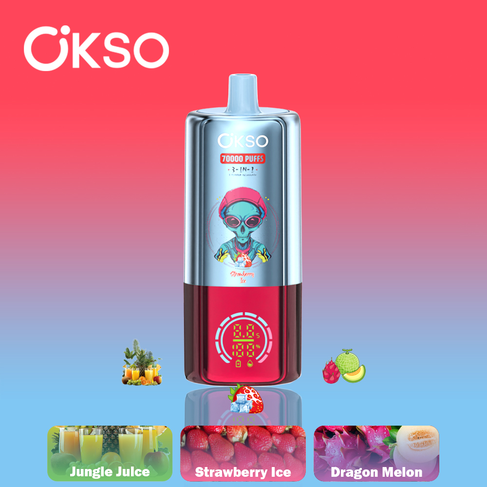 OKSO 3 in 1 70000 Puffs , Alien Styling, Triple Mesh Coils, 650mAh Rechargeable Battery, 0%/2%/3%/5% Nicotine Options - Image 11
