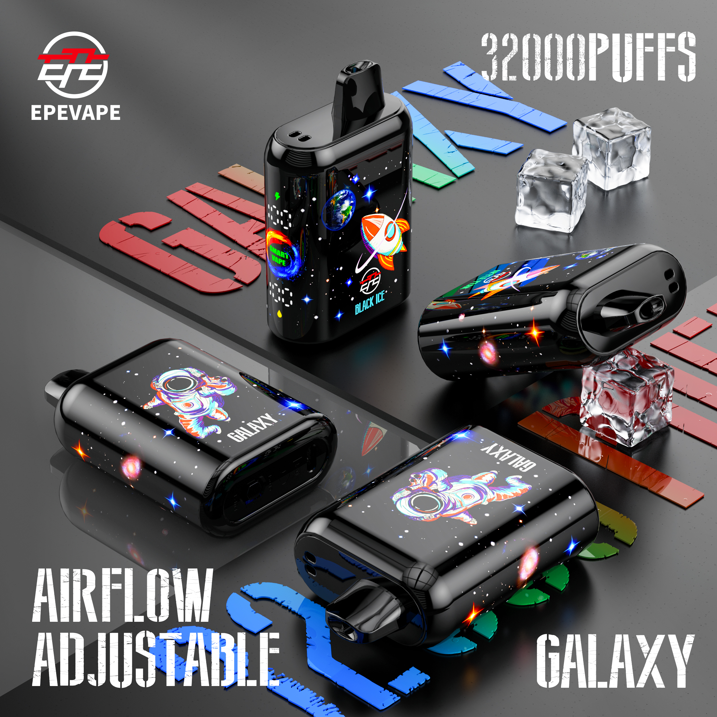 EPE Galaxy 32000 Puffs Disposable , Adjustable Airflow, Vivid LED Display, Sparkling Alien-Inspired Design - Image 8