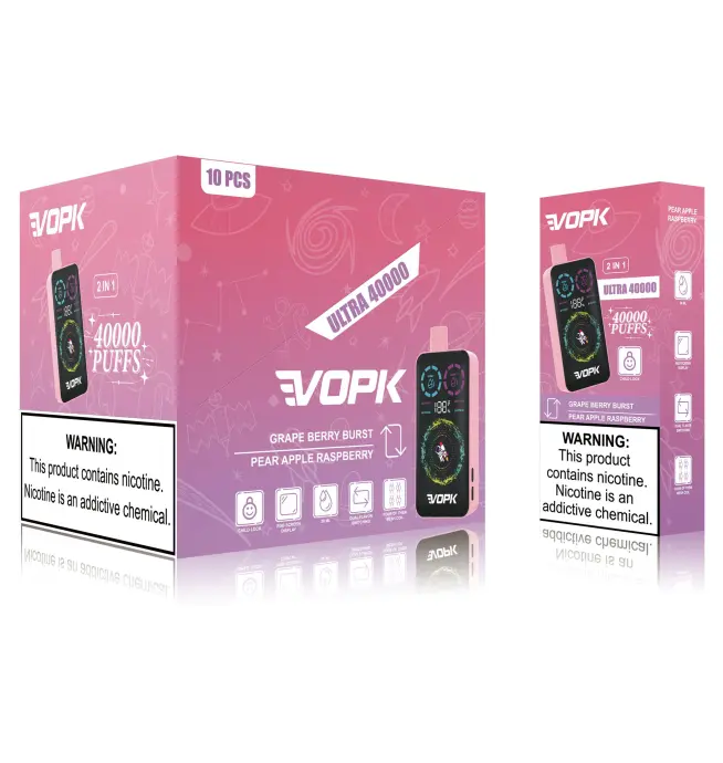 VOPK ULTRA 40000 Puffs Dual-Flavour RGB Screen Disposable Vape delivers long-lasting, customisable vaping for users prioritising outstanding endurance. - Image 4