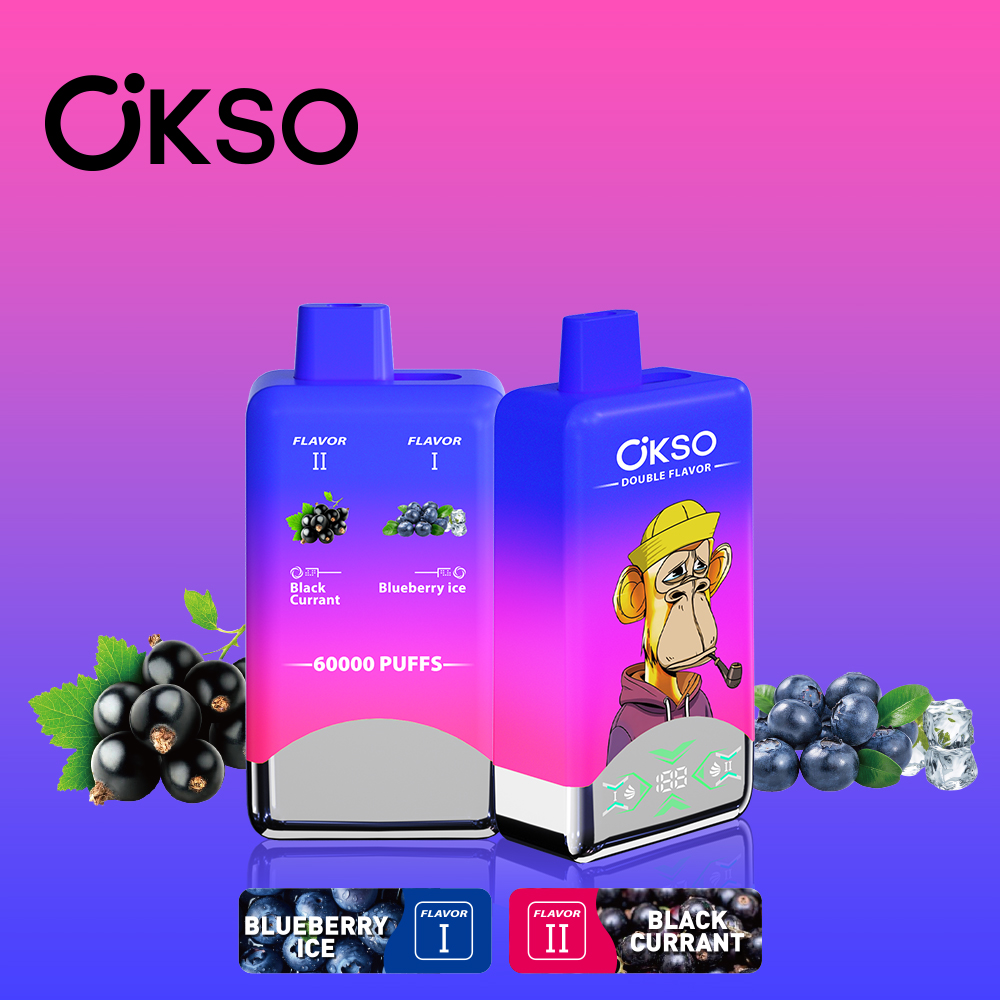 OKSO Double Flavor 60000 Puffs Disposable Vape, 650mAh Type-C Rechargeable, 50ml E-liquid, 0%/2%/3%/5% Nic Wholesale - Image 2