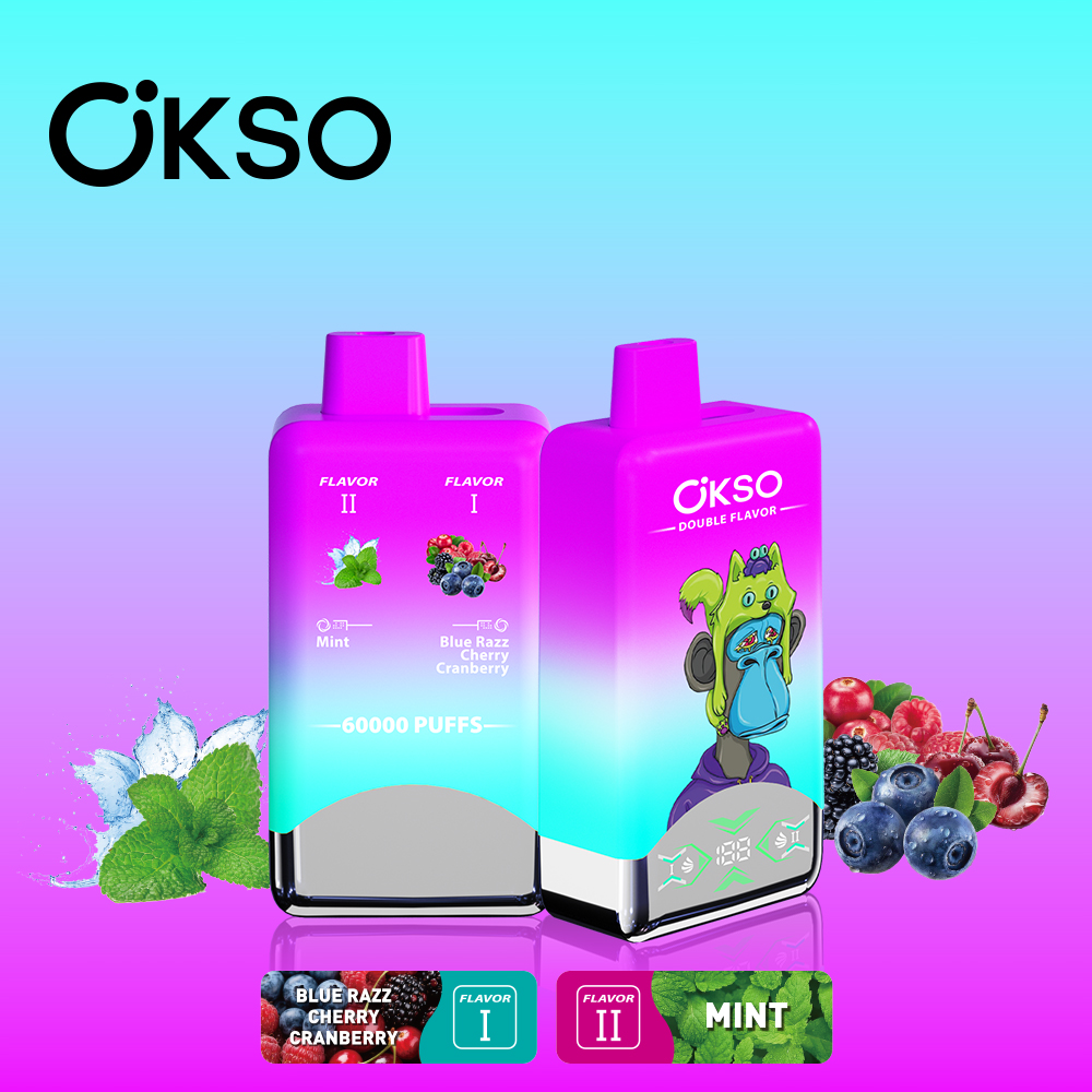 OKSO Double Flavor 60000 Puffs Disposable Vape, 650mAh Type-C Rechargeable, 50ml E-liquid, 0%/2%/3%/5% Nic Wholesale - Image 10