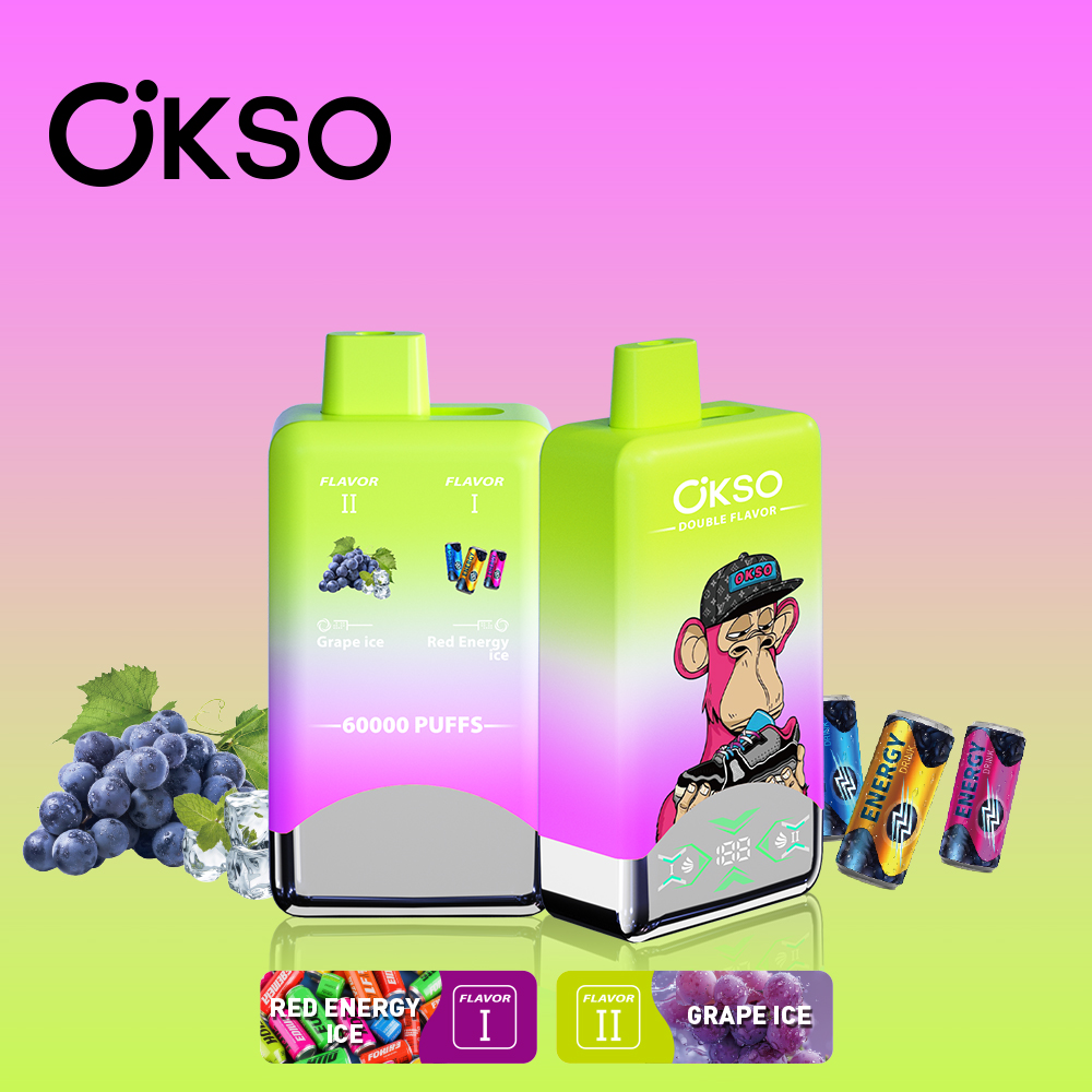 OKSO Double Flavor 60000 Puffs Disposable Vape, 650mAh Type-C Rechargeable, 50ml E-liquid, 0%/2%/3%/5% Nic Wholesale - Image 8