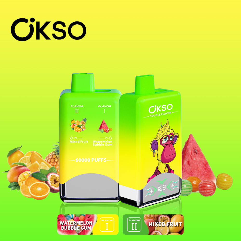 OKSO Double Flavor 60000 Puffs Disposable Vape, 650mAh Type-C Rechargeable, 50ml E-liquid, 0%/2%/3%/5% Nic Wholesale - Image 4