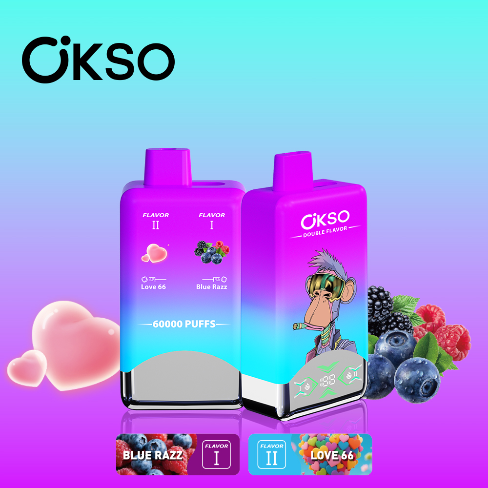 OKSO Double Flavor 60000 Puffs Disposable Vape, 650mAh Type-C Rechargeable, 50ml E-liquid, 0%/2%/3%/5% Nic Wholesale - Image 3