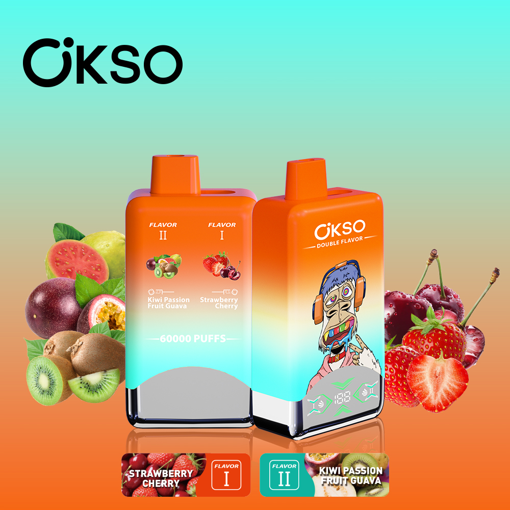OKSO Double Flavor 60000 Puffs Disposable Vape, 650mAh Type-C Rechargeable, 50ml E-liquid, 0%/2%/3%/5% Nic Wholesale