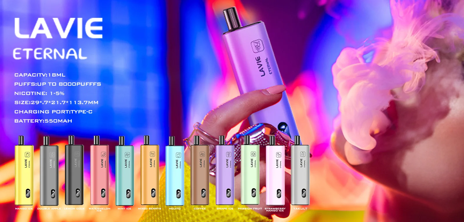 LAVIE Eternal 10000 Puffs Disposable Vape, Frosted Metal Shell, Classic Compact Portable Design - Image 4