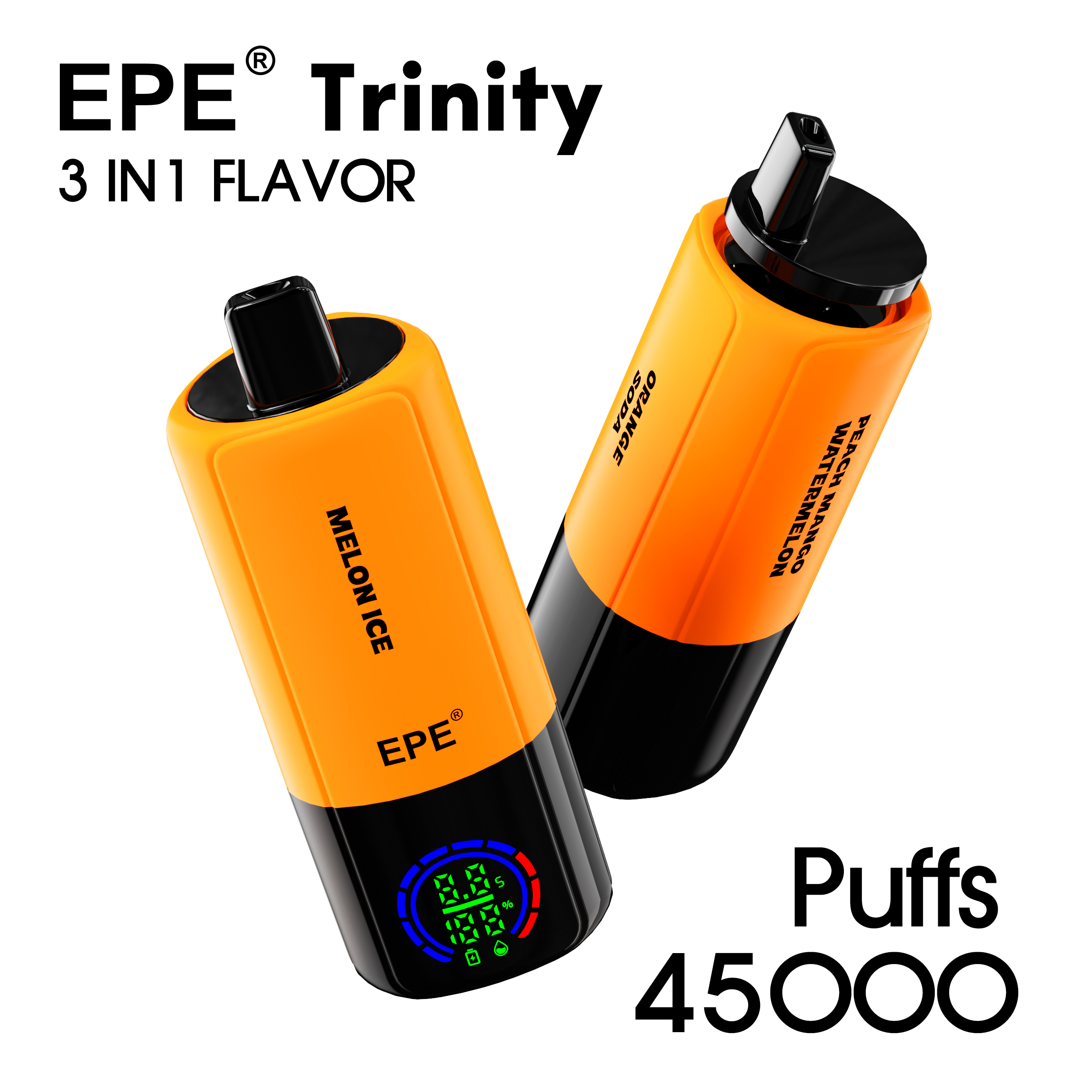EPE Trinity 45000 Puffs 3 in 1 Disposable Vape , Triple Flavors, Real-time E-liquid & Battery Suction Seconds Digital Display - Image 4