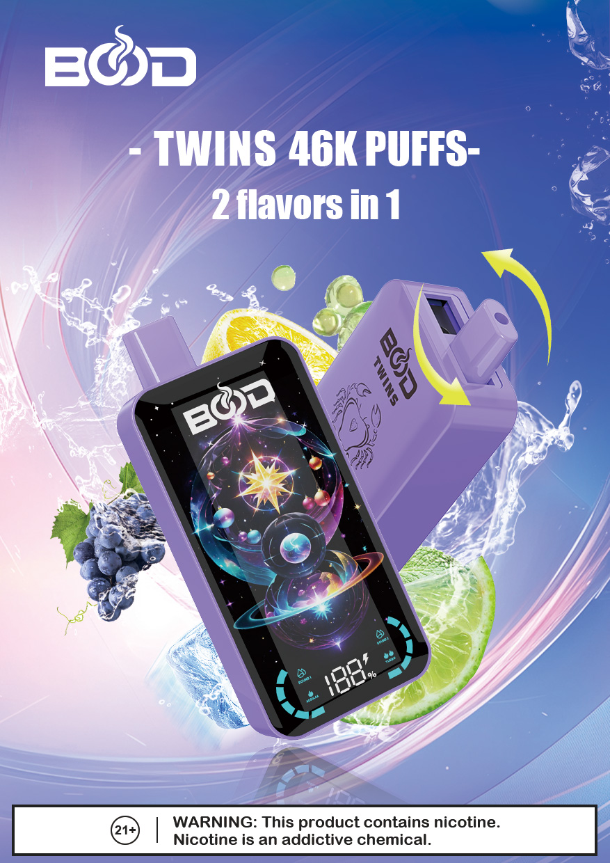 Bood Twins 46000 Puffs 2-in-1 Dual Flavors Rechargeable Vape with Digital Display,E-liquid Capacity 30ml - Image 10