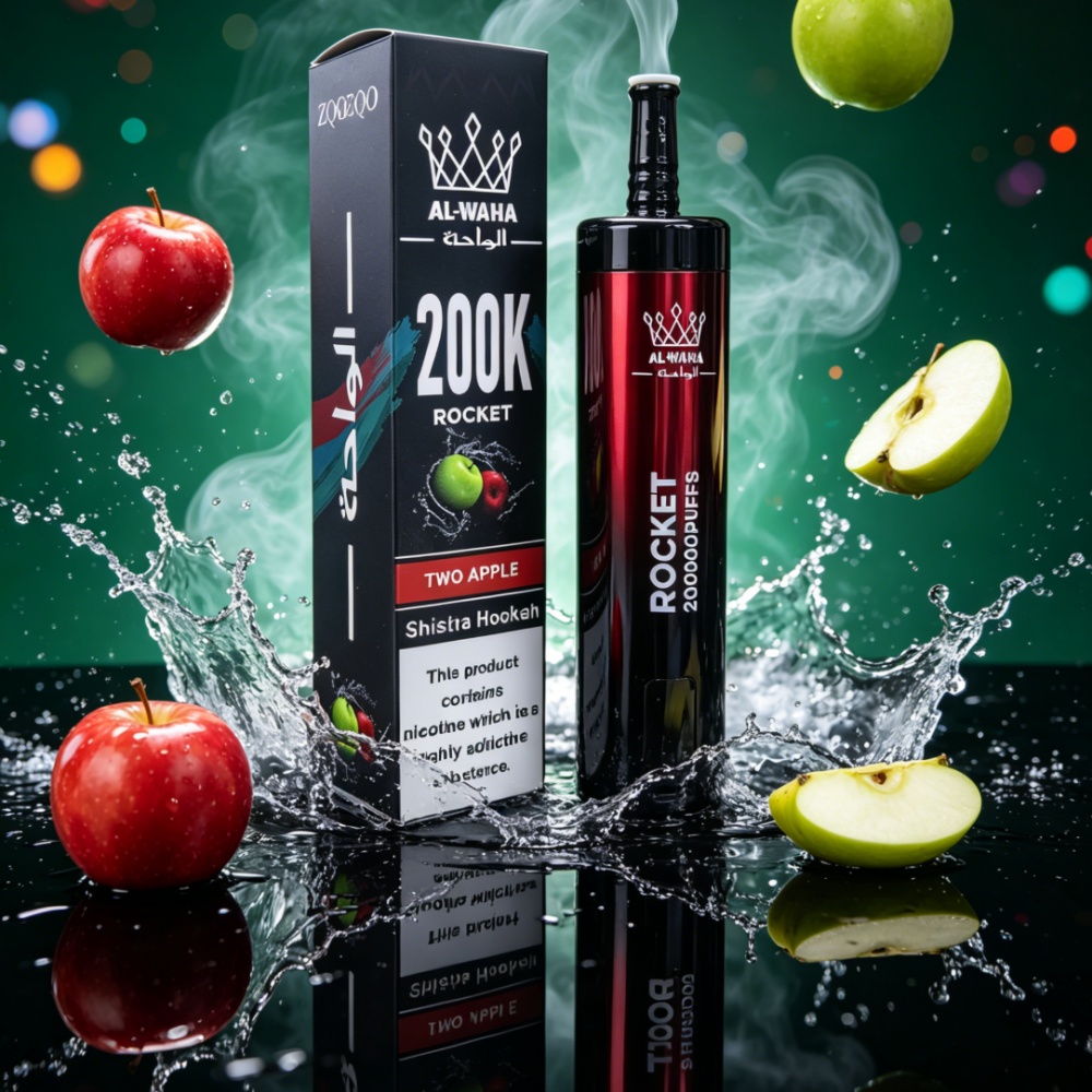 AL-WAHA Rocket 200000 Puffs Disposable Vape – LED Display, Mesh Coil & 20 Flavors , 30ml E-Liquid Capacity - Image 8