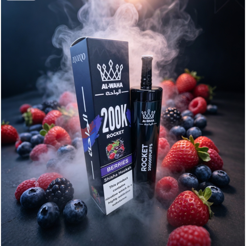 AL-WAHA Rocket 200000 Puffs Disposable Vape – LED Display, Mesh Coil & 20 Flavors , 30ml E-Liquid Capacity - Image 7