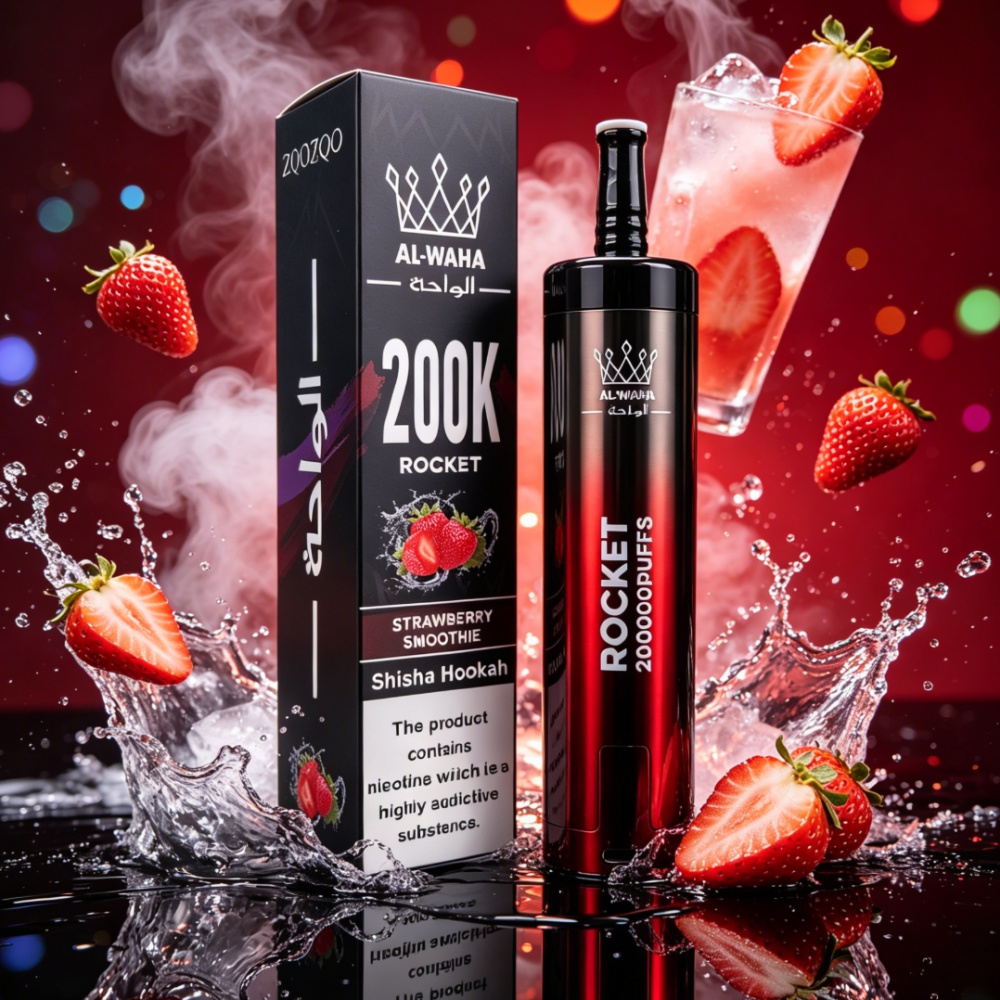 AL-WAHA Rocket 200000 Puffs Disposable Vape – LED Display, Mesh Coil & 20 Flavors , 30ml E-Liquid Capacity - Image 6