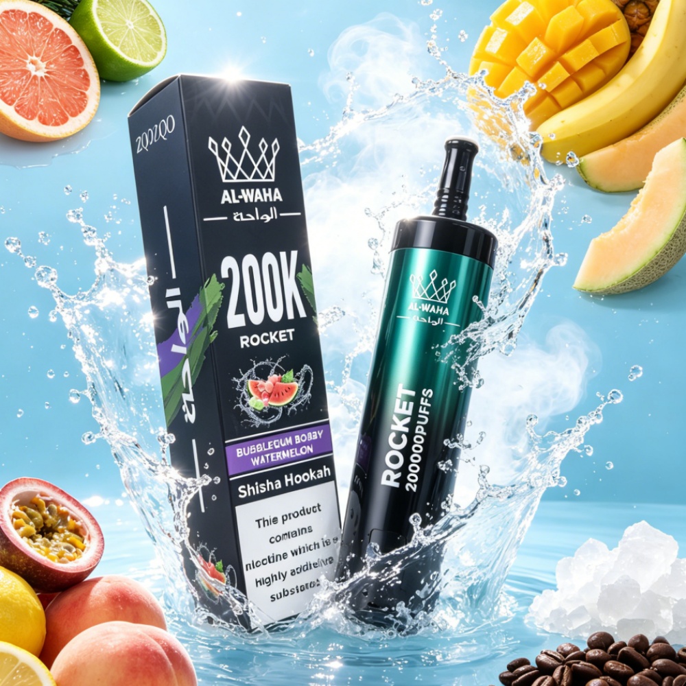 AL-WAHA Rocket 200000 Puffs Disposable Vape – LED Display, Mesh Coil & 20 Flavors , 30ml E-Liquid Capacity - Image 5