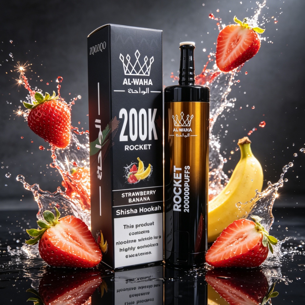 AL-WAHA Rocket 200000 Puffs Disposable Vape – LED Display, Mesh Coil & 20 Flavors , 30ml E-Liquid Capacity - Image 2