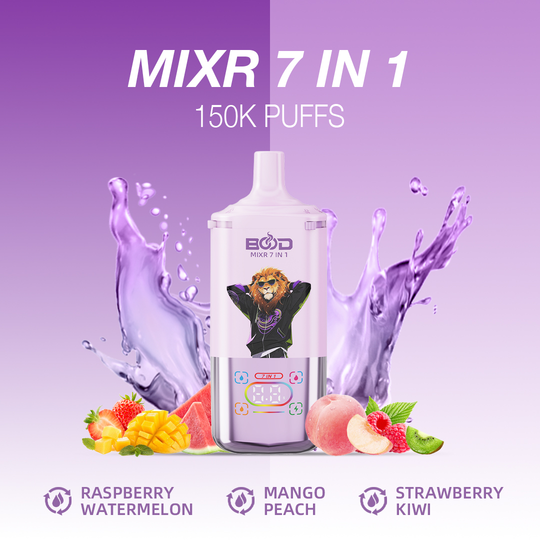BOOD MIXR 150000 Puffs 7in1 , Digital Screen ,7 Adjustable Flavors , 3 Power Setting , Rechargeable Disposable Vape - Image 5