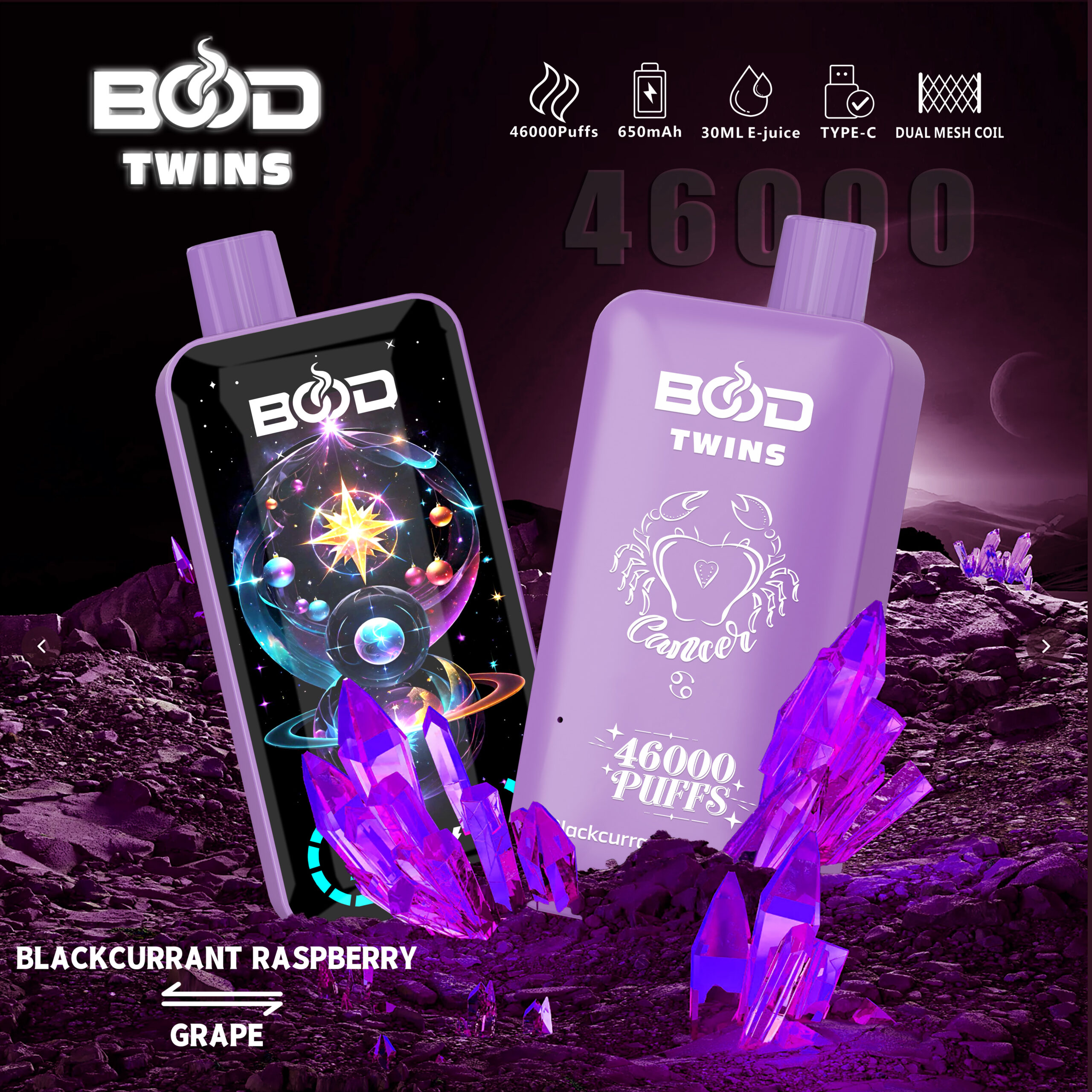 Bood Twins 46000 Puffs 2-in-1 Dual Flavors Rechargeable Vape with Digital Display,E-liquid Capacity 30ml - Image 8