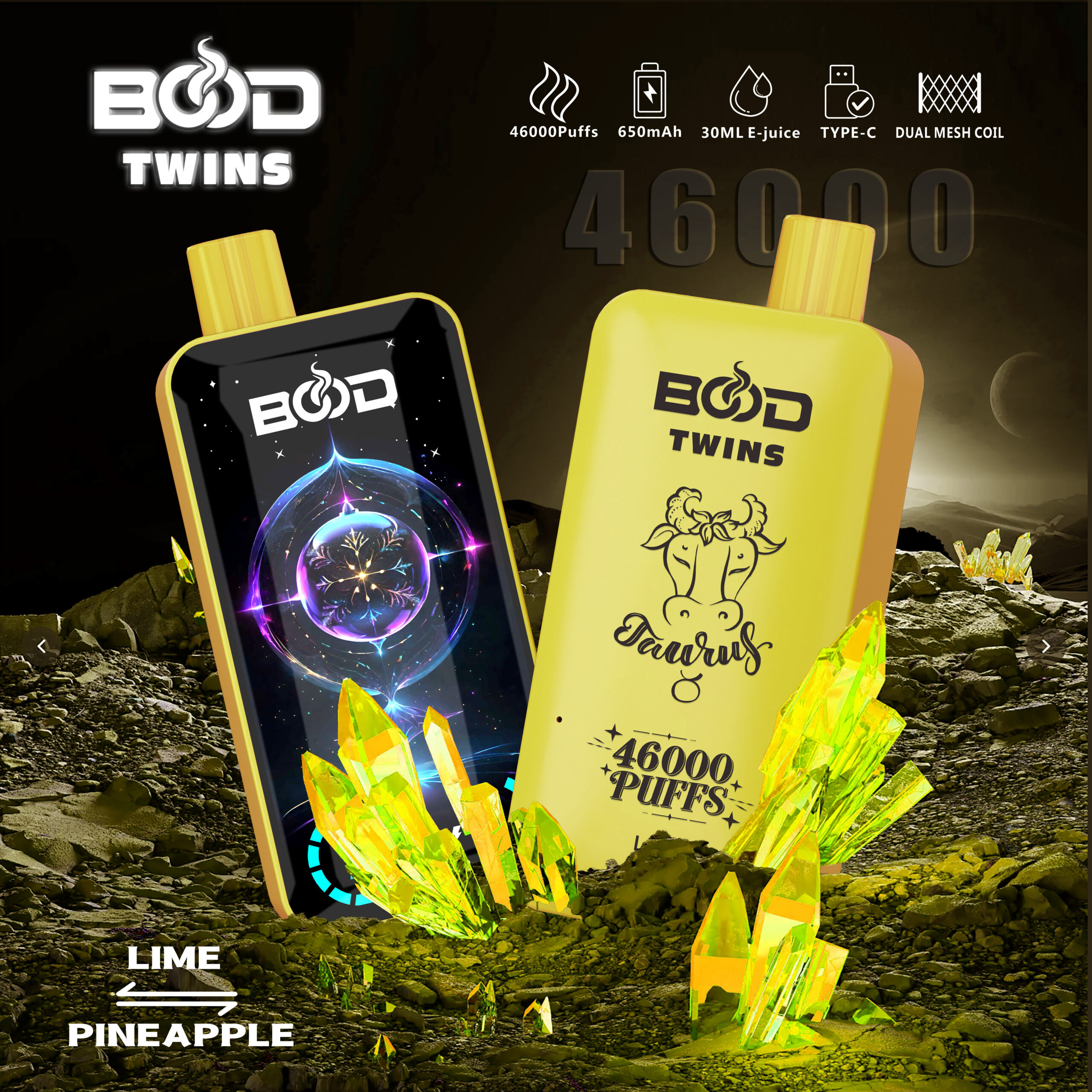 Bood Twins 46000 Puffs 2-in-1 Dual Flavors Rechargeable Vape with Digital Display,E-liquid Capacity 30ml - Image 4