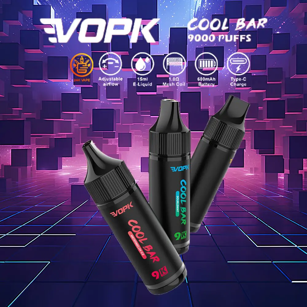 VOPK Cool Bar 9000 Puffs Disposable Vape Pen for long-lasting vaping pleasure and superb portability.