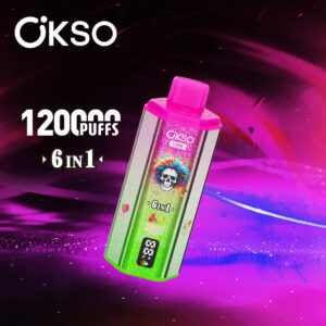 Alternative view of OKSO 6in1 120000 Puffs Disposable Vape, Adjustable 6 Flavors, LED Screen, Triple Mesh Coil, 850mAh Rechargeable, 0%/2%/3%/5% Nic
