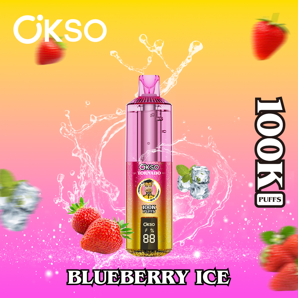 OKSO Tornado 100000 Puffs , 800mAh Type-C Rechargeable, LED Smart Display, Dual Mesh Coil, 0%/2%/3%/5% Nicotine Options