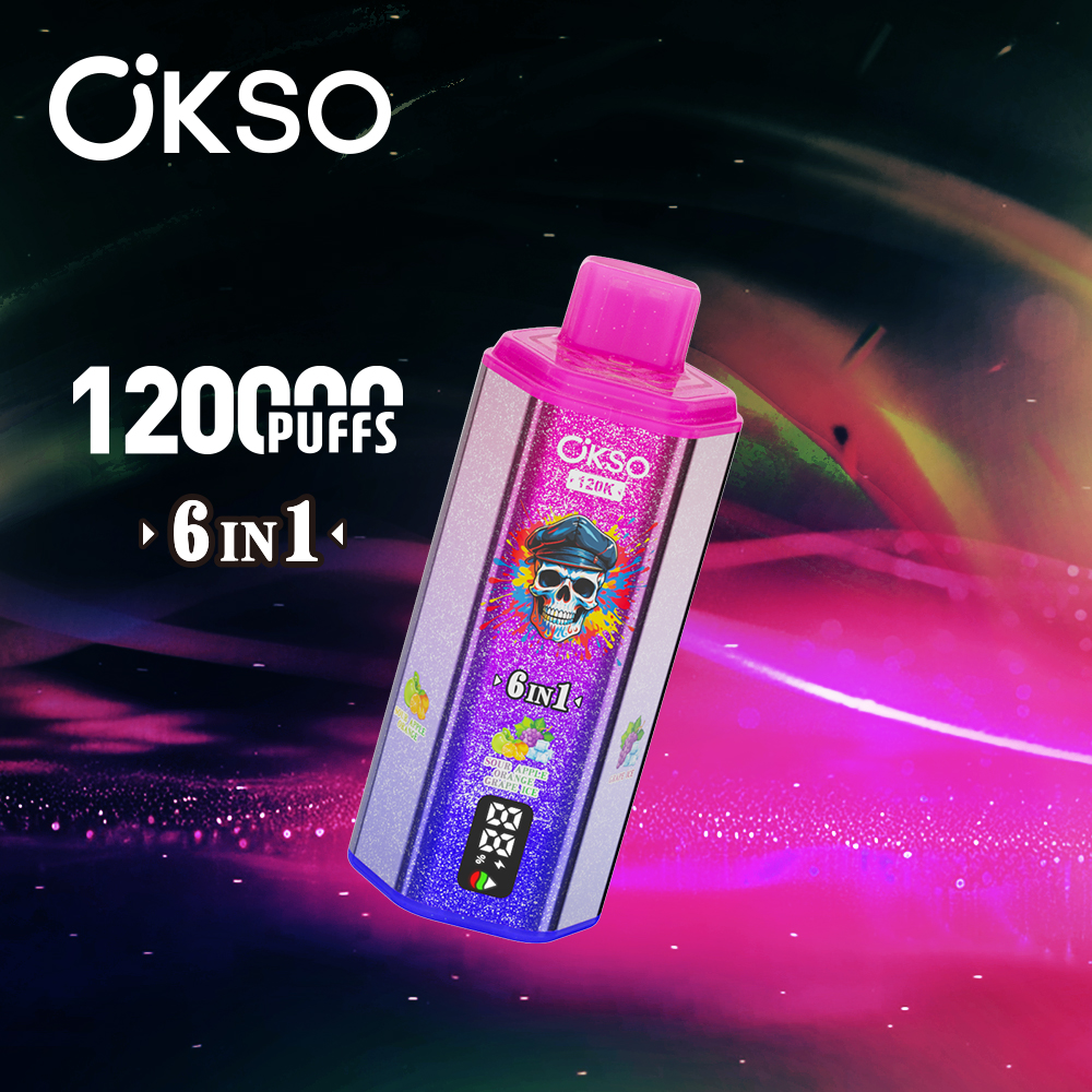 OKSO 6in1 120000 Puffs Disposable Vape, Adjustable 6 Flavors, LED Screen, Triple Mesh Coil, 850mAh Rechargeable, 0%/2%/3%/5% Nic - Image 3