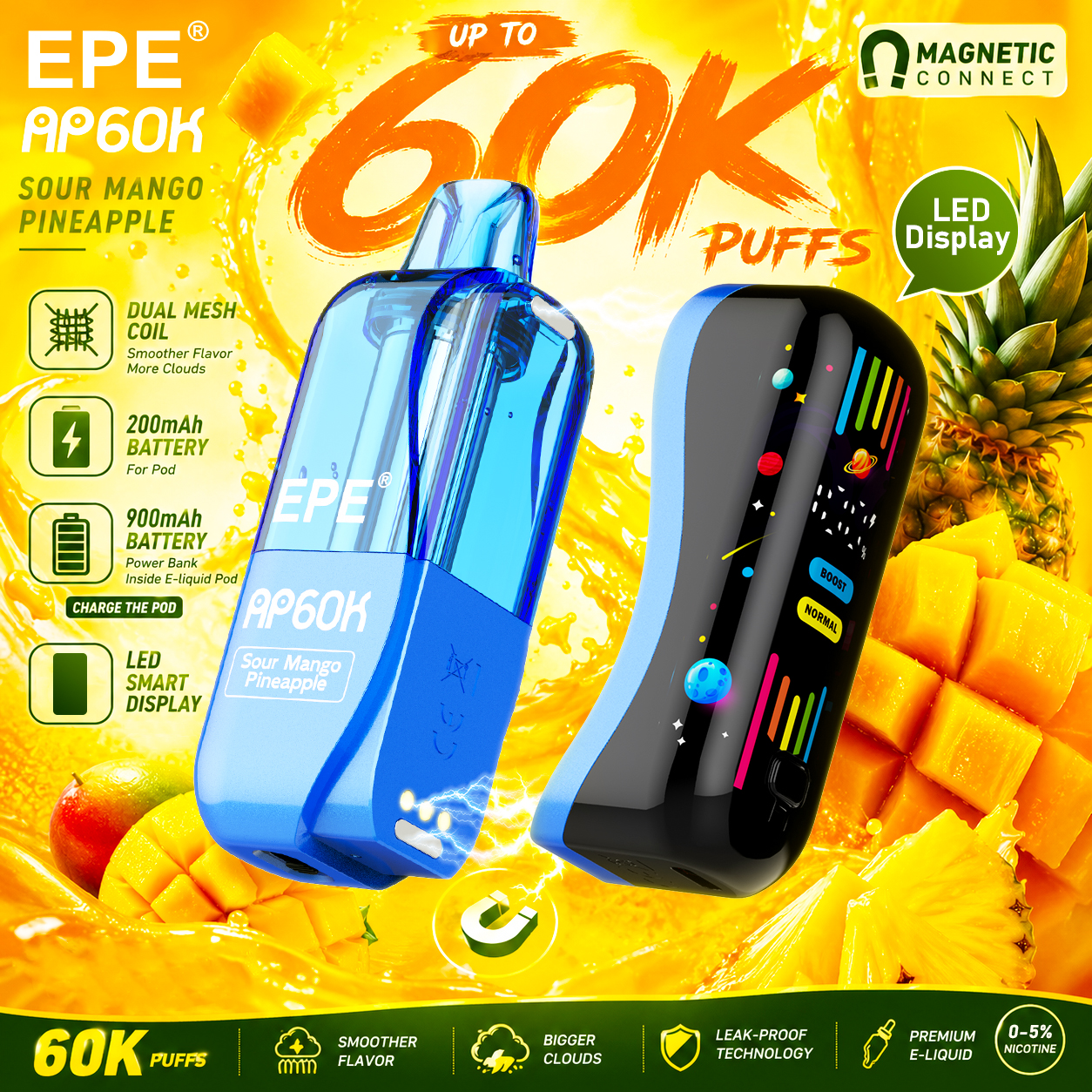 EPE AP 60000 Puffs , Detachable Replaceable Pod, Dual-Mode Adjustable Airflow, Available in 12 Flavor Options - Image 2