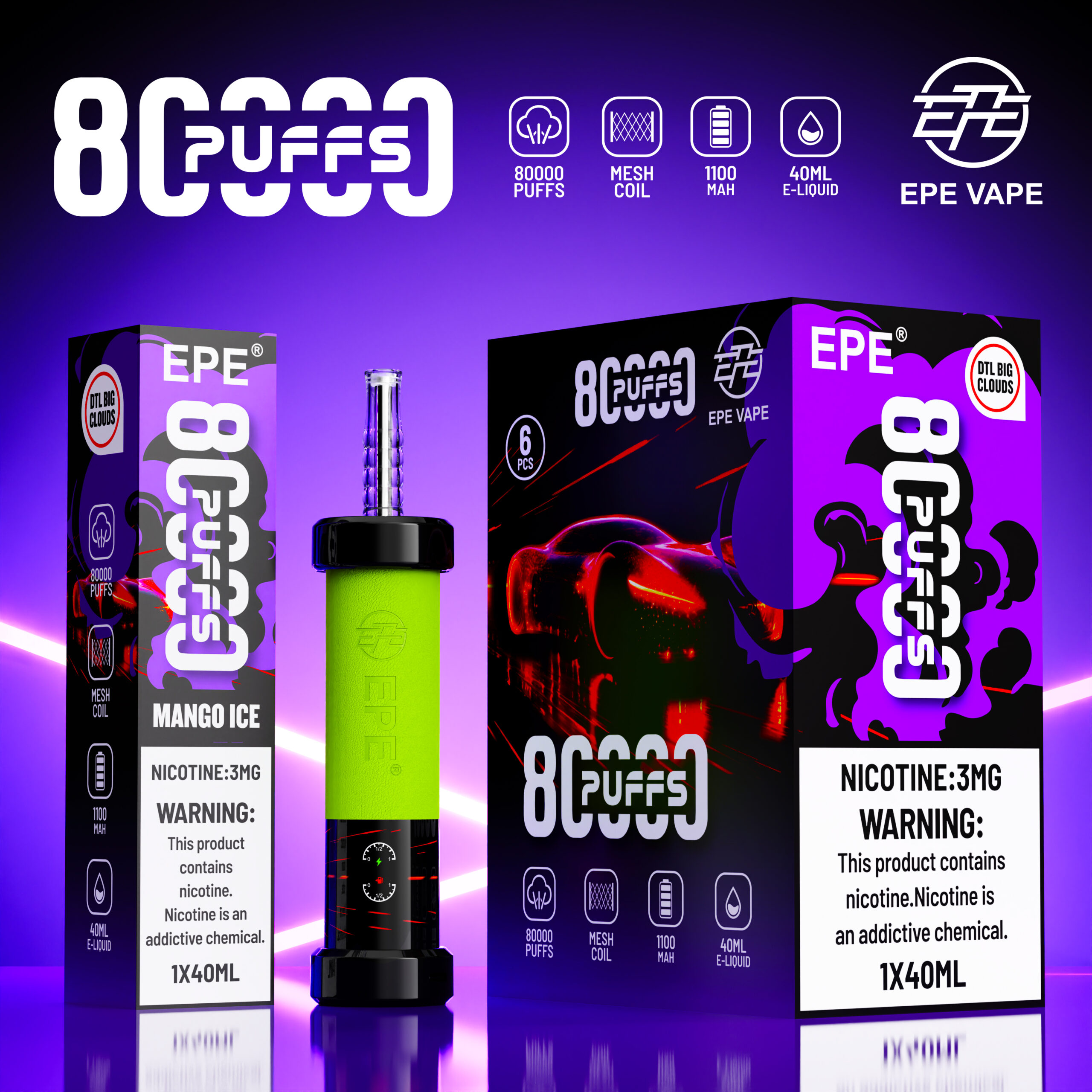 EPE AP 80000 Puffs Hookah Style Disposable Vape , Adjustable Airflow, Exquisite Craftsmanship - Image 8